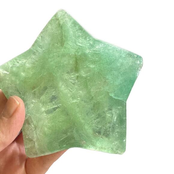 Green Flourite Crystal Star Shaped Ring Jewelry Dish Plate Decor Gemstone OS - Picture 5 of 14